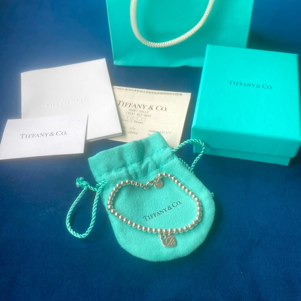 Authentic Tiffany Blue Heart Tag Bead Bracelet